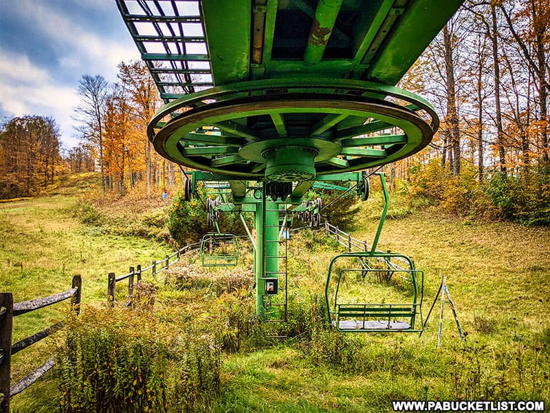 Abandoned ski lift at Denton Hill State Park in Potter County, Pennsylvania.
