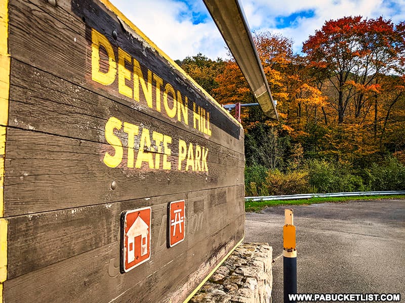 Denton Hill State Park entrance along Route 6 in Potter County.