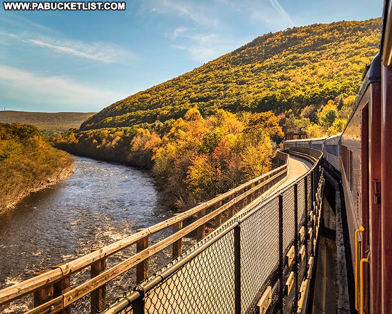 Passing over the Lehigh River on the fall foliage train out of Jim Thorpe.