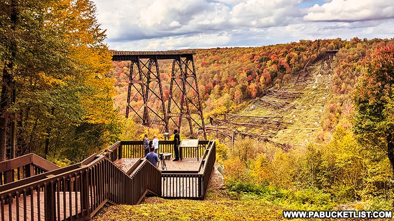 The Kinzua Bridge Skywalk near the Knox and Kane Rail Trail in McKean County PA.