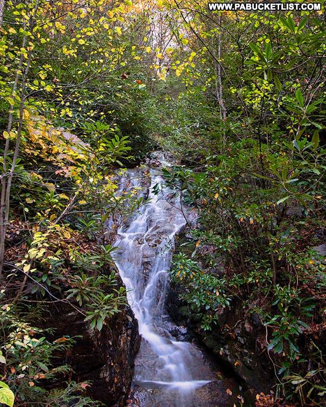 Fall foliage around Luke's Falls at Lehigh Gorge State Park in October, 2021.