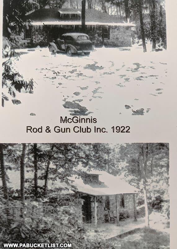 Images of the McGinnis Road and Gun Club in 1922, now better known as the abandoned hunting lodge at Linn Run State Park.