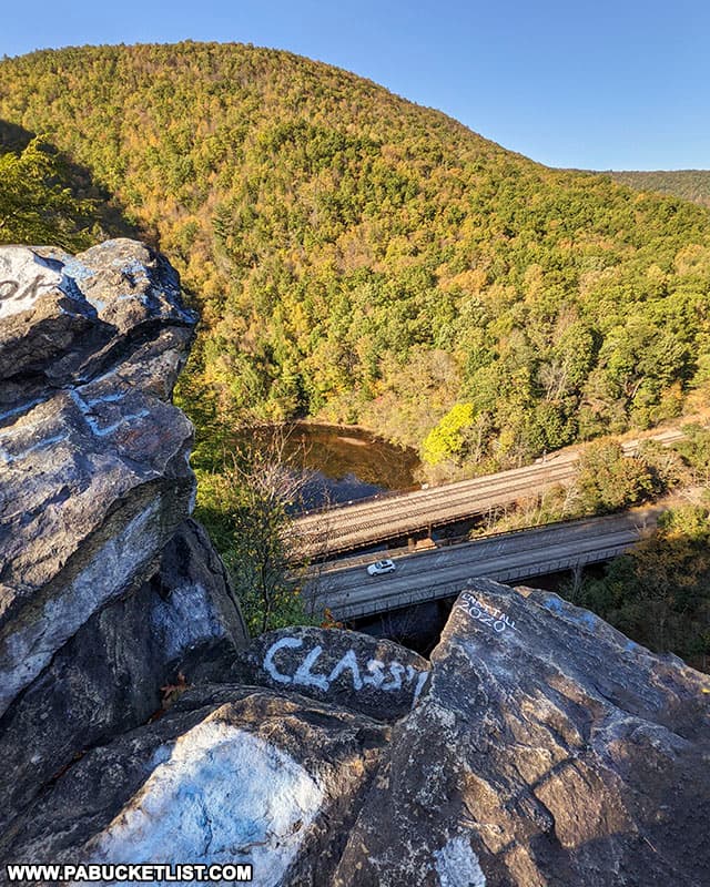 Moyer's Rock Overlook above the Lehigh Gorge Rail Trail at Glen Onoko.