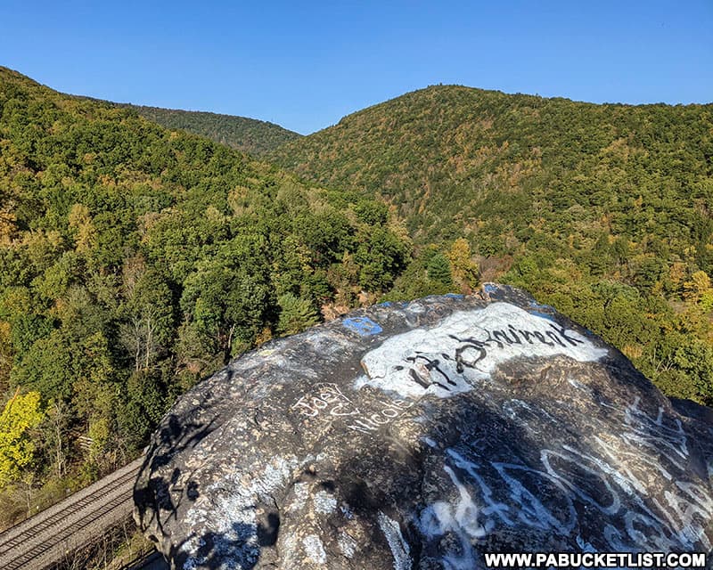 Graffiti at Moyer's Rock Overlook at Lehigh Gorge State Park.