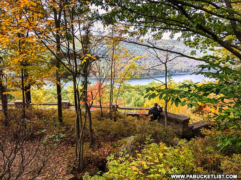 The fall foliage immediately surrounding Rimrock Overlook is already changing to yellows and golds.