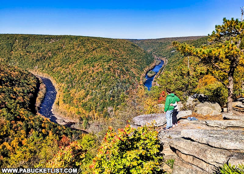 Fall foliage views at Tank Hollow Vista above the Lehigh River in Carbon County.