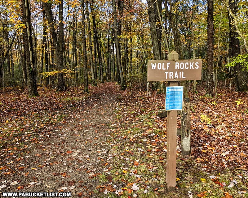 Wolf Rocks Trail Head in the Forbes State Forest.
