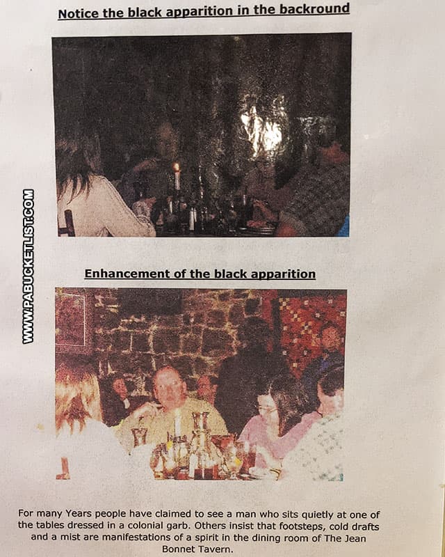 Apparitions have been captured in photos at the Jean Bonnet Tavern in Bedford, Pennsylvania.