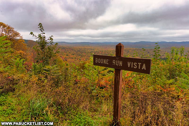 Boone Run Vista sign along Junction Road in Potter County Pennsylvania.