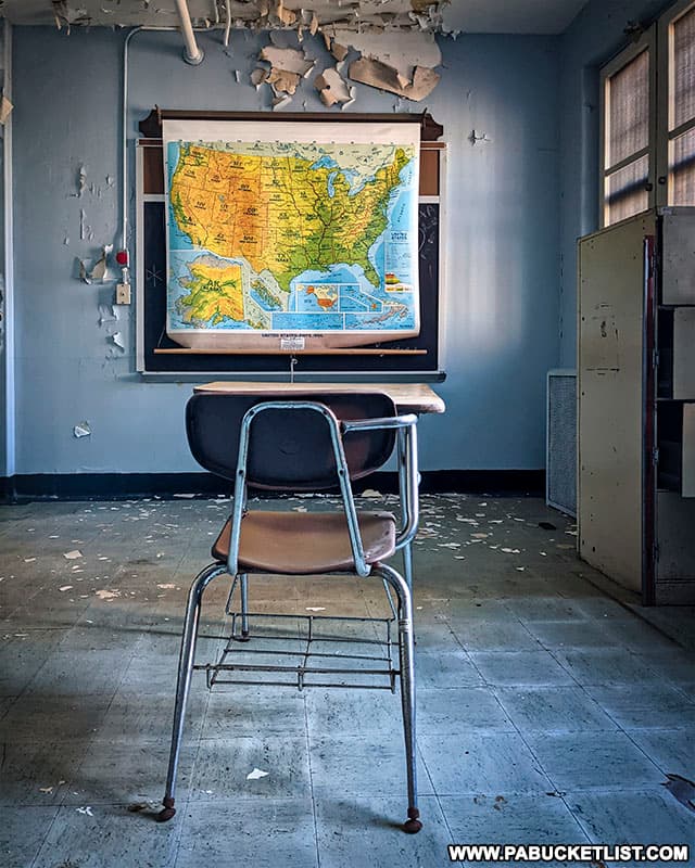 Geography classroom at the former Cresson Sanatorium.