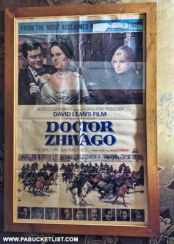 Doctor Zhivago movie poster at the Plaza Centre antique gallery in Bellefonte, Pennsylvania.