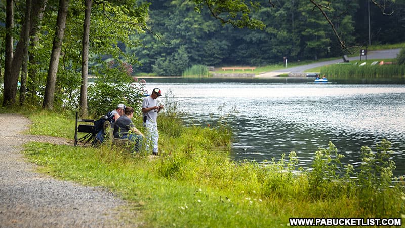 Fishing at Poe Valley State Park in Centre County Pennsylvania.