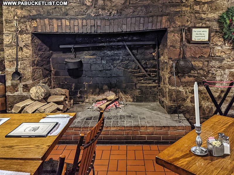Fireplace in the basement dining area of the Jean Bonnet Tavern in Bedford County PA.