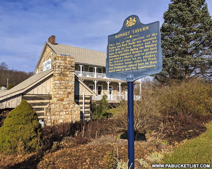 The historic and supposedly haunted Jean Bonnet Tavern along the Lincoln HIghway in Bedford County, PA.