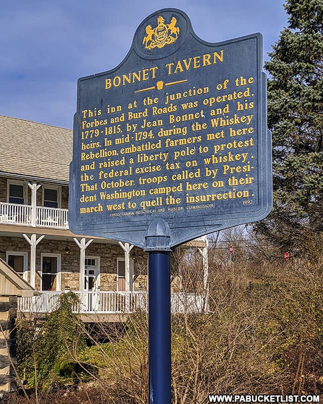 PA historical marker outside the John Bonnet Tavern.
