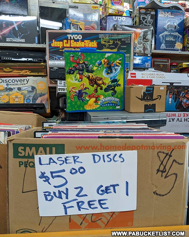 LaserDiscs for sale at the Jonnet Flea Market in Blairsville, Pennsylvania.