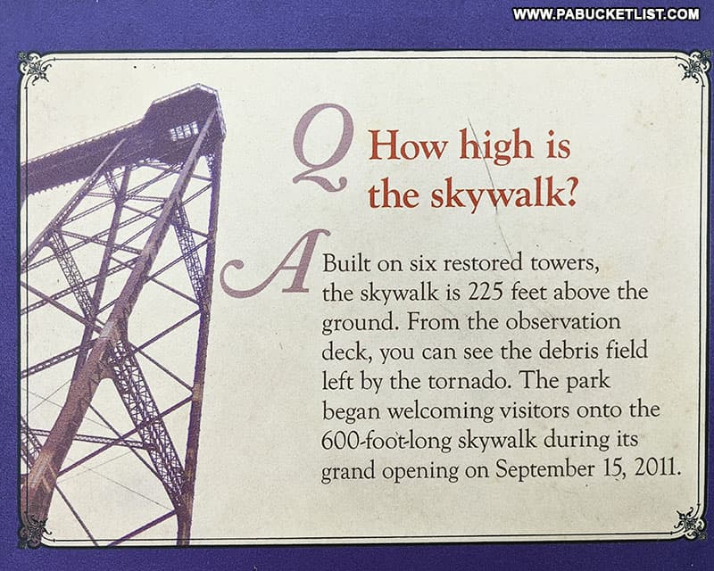 How high is the Kinzua Skywalk infographic on display at Kinzua Bridge State Park.