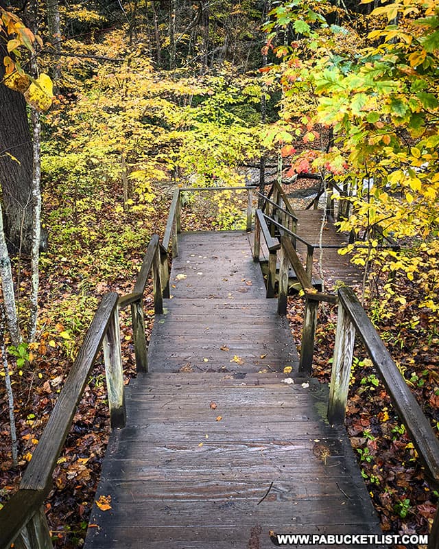 Stairway leading to the Natural Water Slides at Ohiopyle State Park.