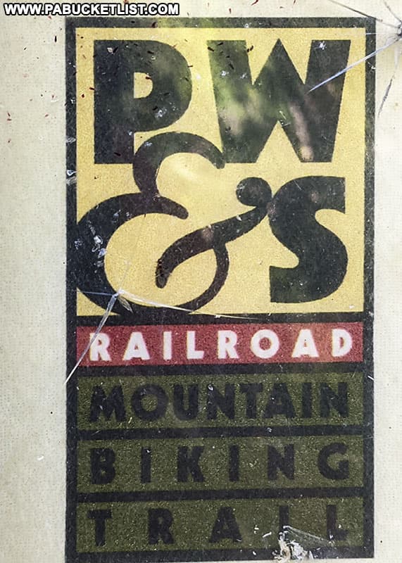 Emblem for the Pittsburgh, Westmoreland, and Somerset Railroad bike trail.