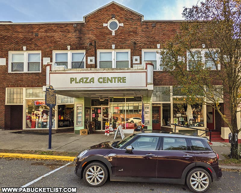 Front facade of the Plaza Centre Antique Gallery in Bellefonte, Pennsylvania.