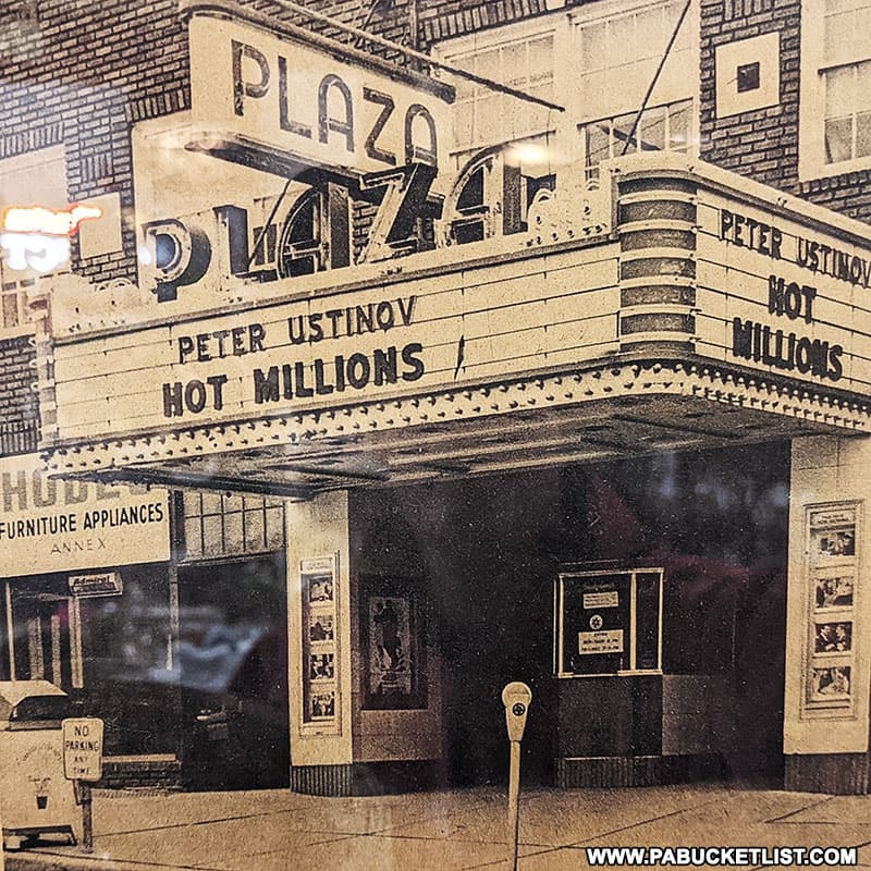 Historical photo of the Plaza Theatre, now the Plaza Centre antique gallery in Bellefonte, PA.