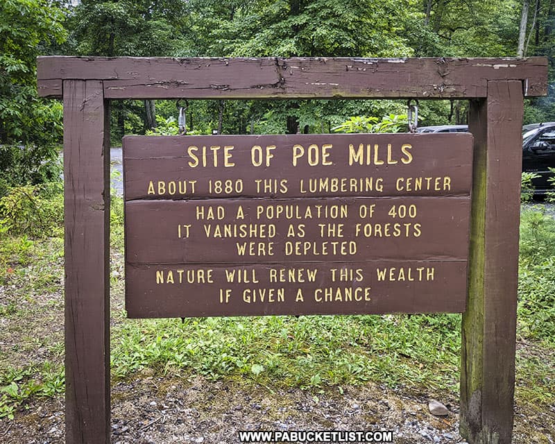 The former site of Poe Mills at Poe Paddy State Park.