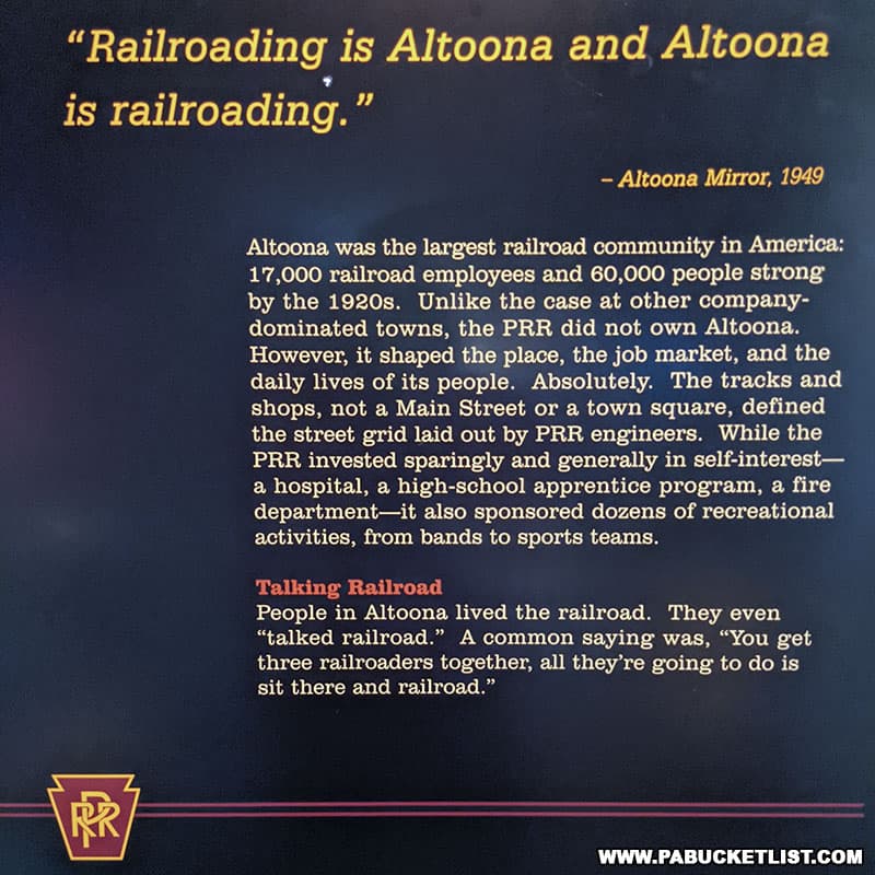 "Railroading is Altoona" exhibit at the Altoona Railroaders Memorial Museum.