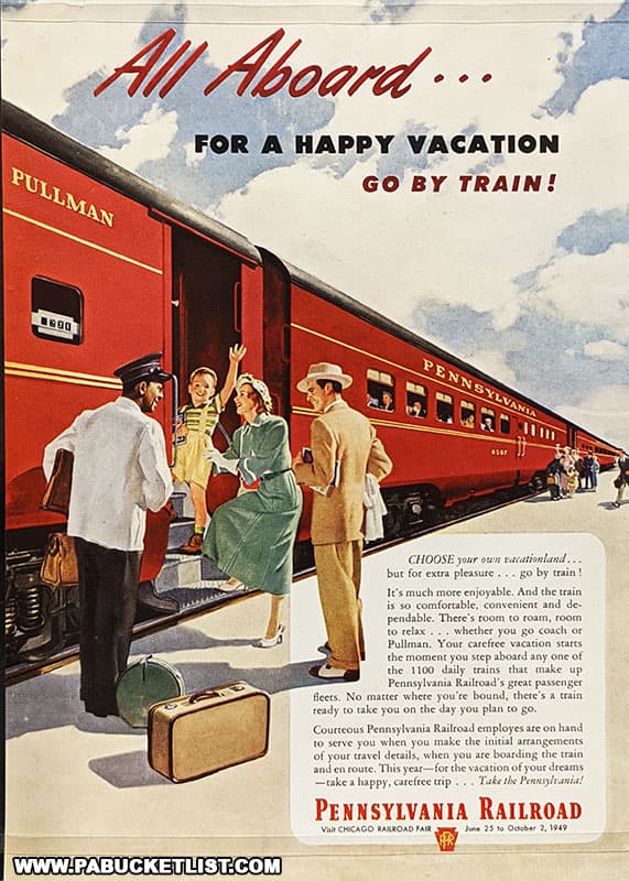 Old Pennsylvania Railroad promotional artwork on display at the Altoona Railroaders Memorial Museum.