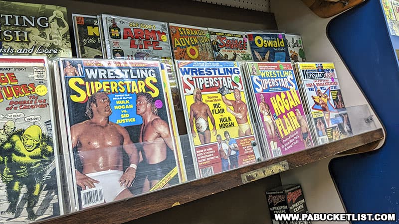Vintage pro wrestling magazines for sale at Antique Depot in Duncansville, Pennsylvania.