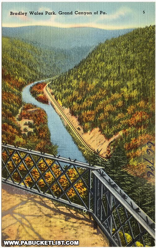 1950s postcard showing the view from Bradley Wales Scenic Overlook.