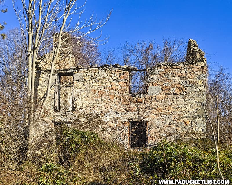 Ruins of the Brumbaugh homestead on the shore of Raystown Lake in Huntingdon County.