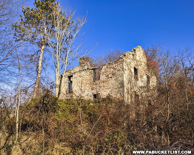 The crumbling remains of the Brumbaugh homestead at Raystown Lake in Huntingdon County.