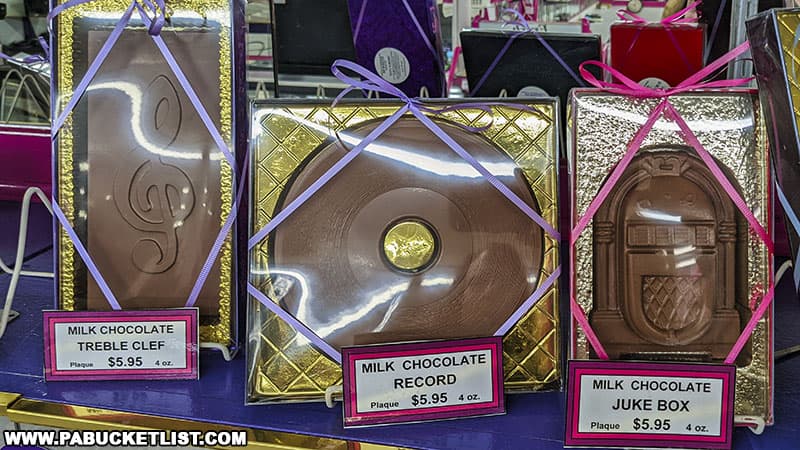 Milk chocolate music-themed candy at Gene and Boots.