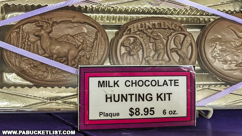 Milk chocolate hunting-themed candy at Gene and Boots.