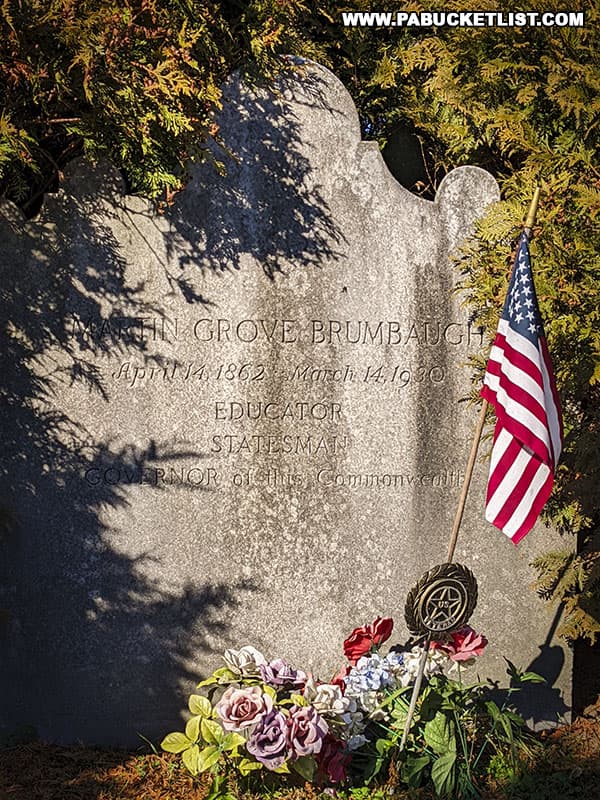Martin Brumbaugh's gravesite at the Valley View Cemetery near Raystown Lake in Huntingdon County.