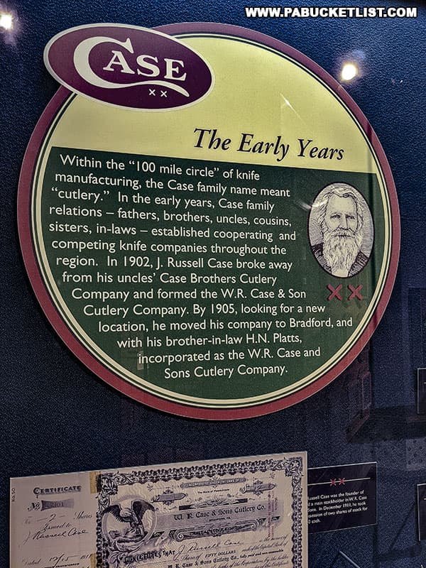 Early history of Case knives described in an exhibit at the Zippo/Case Museum in Bradford, Pennsylvania.