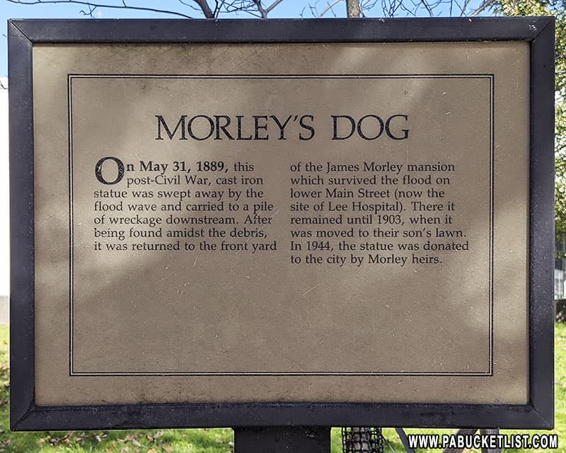 HIstory of Morley's Dog statue in downtown Johnstown, Pennsylvania.