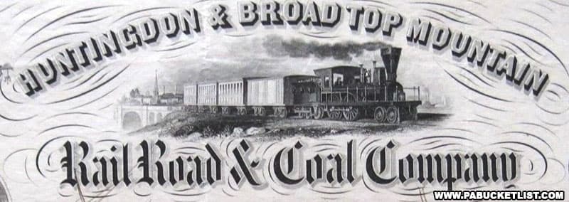 Huntingdon and Broad Top Mountain Railroad stock certificate.