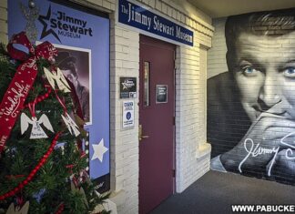 Entrance to the JImmy Stewart Museum on the third floor of the Indiana Public Library.
