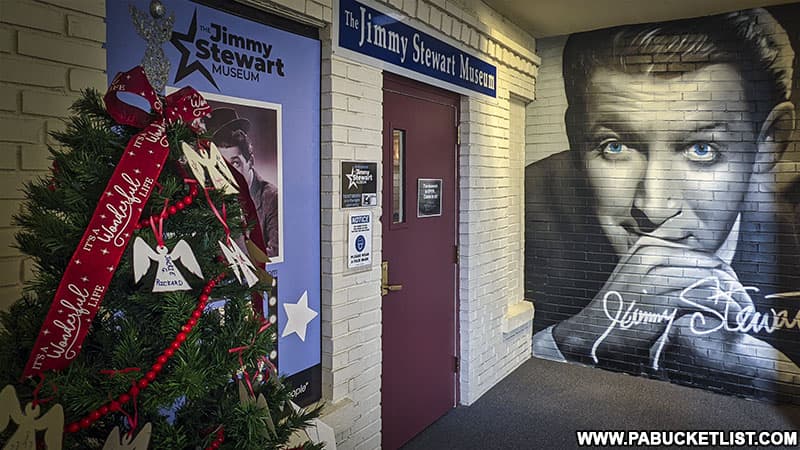 Entrance to the JImmy Stewart Museum on the third floor of the Indiana Public Library.