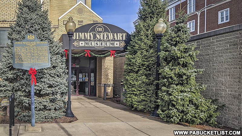 Entrance to the Jimmy Stewart Museum on Philadelphia Street in downtown Indiana PA.