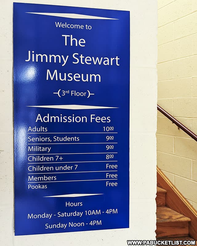 Hours and admission fees at the Jimmy Stewart Museum in Indiana PA.