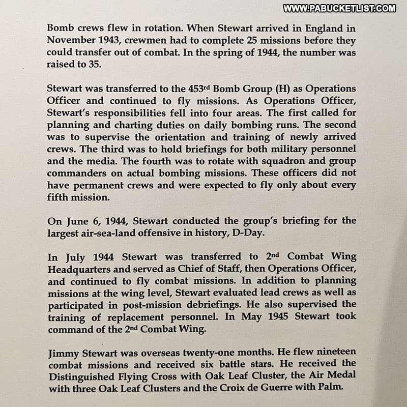 Details of Jimmy Stewart's service as a bomber pilot in World War Two.