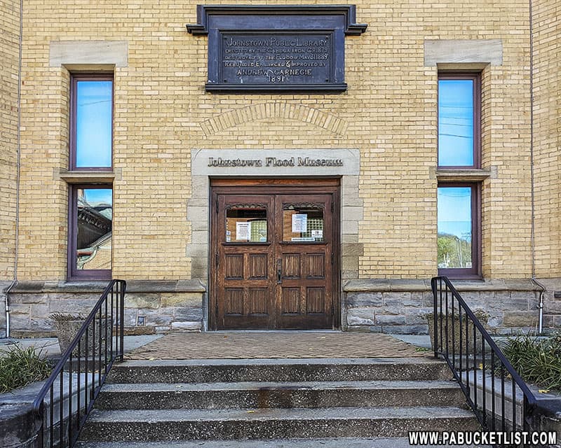 Front entrance of the Johnstown Flood Museum, in the former Johnstown Public Library.