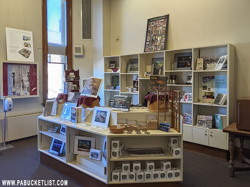 Gift shop at the Johnstown Flood Museum.