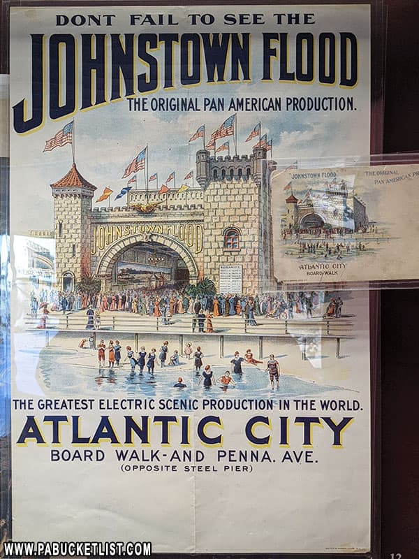 Poster promoting a Johnstown Flood exhibit in Atlantic City.