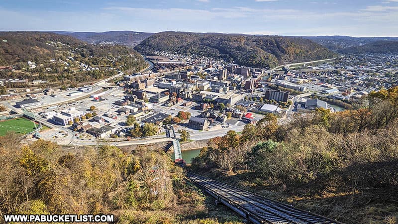 View from the top of the Johnstown Inclined Plane in Cambria County.