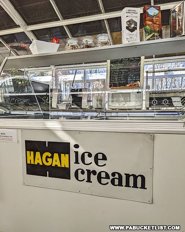 Hagan ice cream is stilled served is the coffee shop at the Kentuck Knob Visitor Center.