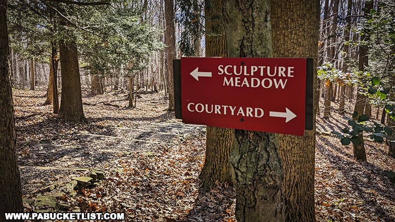 The Sculpture Meadow is located along the Woodland Trail at Kentuck Knob.