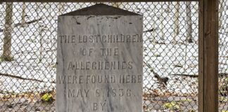 The Lost Children of the Alleghenies monument on State Game Lands 26 in Bedford County Pennsylvania.